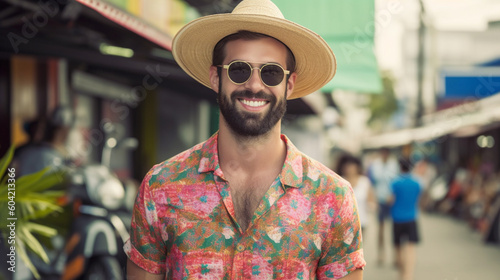 young adult man traveling, ...