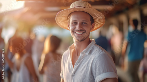 young adult man traveling, ...