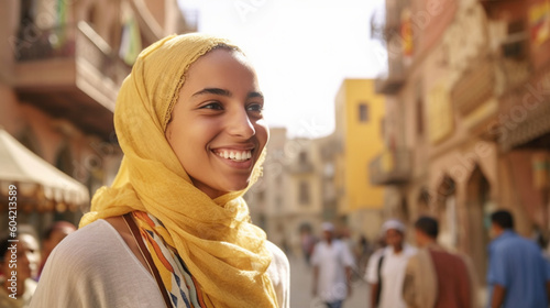 young adult woman traveling...