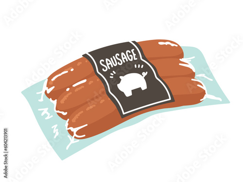 パッケージに入ったソーセージのイラスト