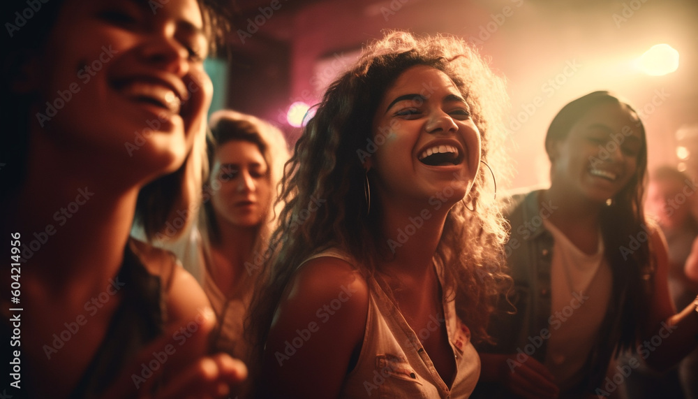 A carefree night of dancing and cheering with friends generated by AI