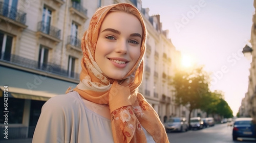 young adult woman, outside ...
