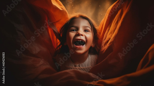 Slika na platnu red cozy fabrics and clothes, soft fabrics and cloth, toddler ,child girl feels