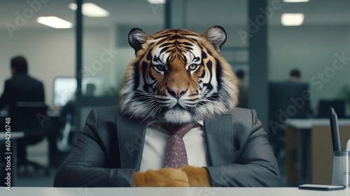 businessman tiger, in a sui...