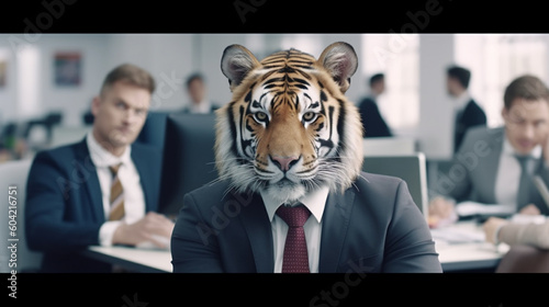 businessman tiger, in a sui...