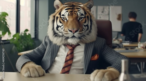 businessman tiger, in a sui...