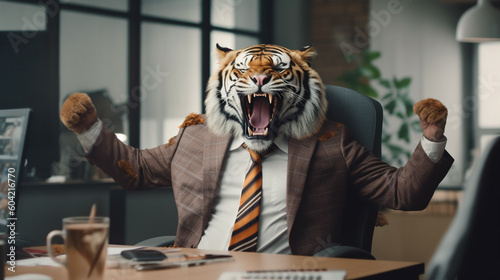 businessman tiger, in a sui...
