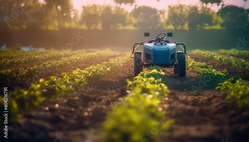 Robotic agriculture and autonomous car working on an intelligent farm