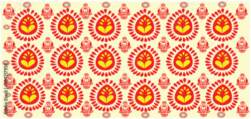 tribal pattern ( assamese pattern ) of northeast india which is used for textile design in assam gamosa , muga silk or other traditional dress.similar to ukrainian pattern or russian pattern.
