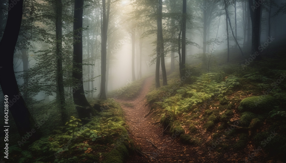 Obraz premium A spooky mystery in the tranquil autumn wilderness, a fantasy generated by AI