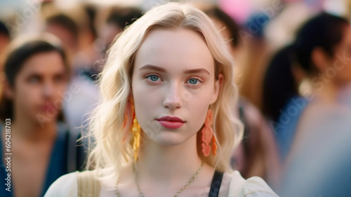 Wallpaper Mural young adult woman in crowd, fictional place Torontodigital.ca