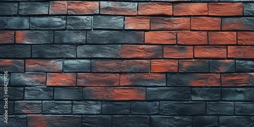 Red brick stone wall texture copy space background by generative AI tools