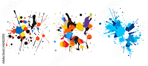 カラフルなインクが飛び散る　ベクター素材