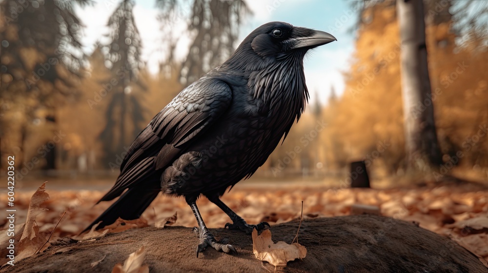 Crow in its natural habitat. Generative AI Crow in its natural habitat. Generative AI