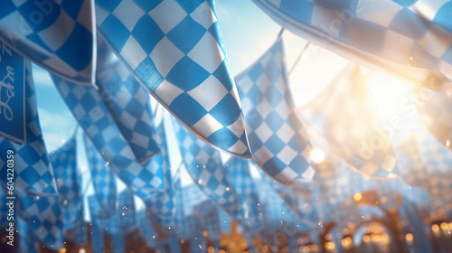 background of abstract bavaria flags ,flags, oktoberfest photo