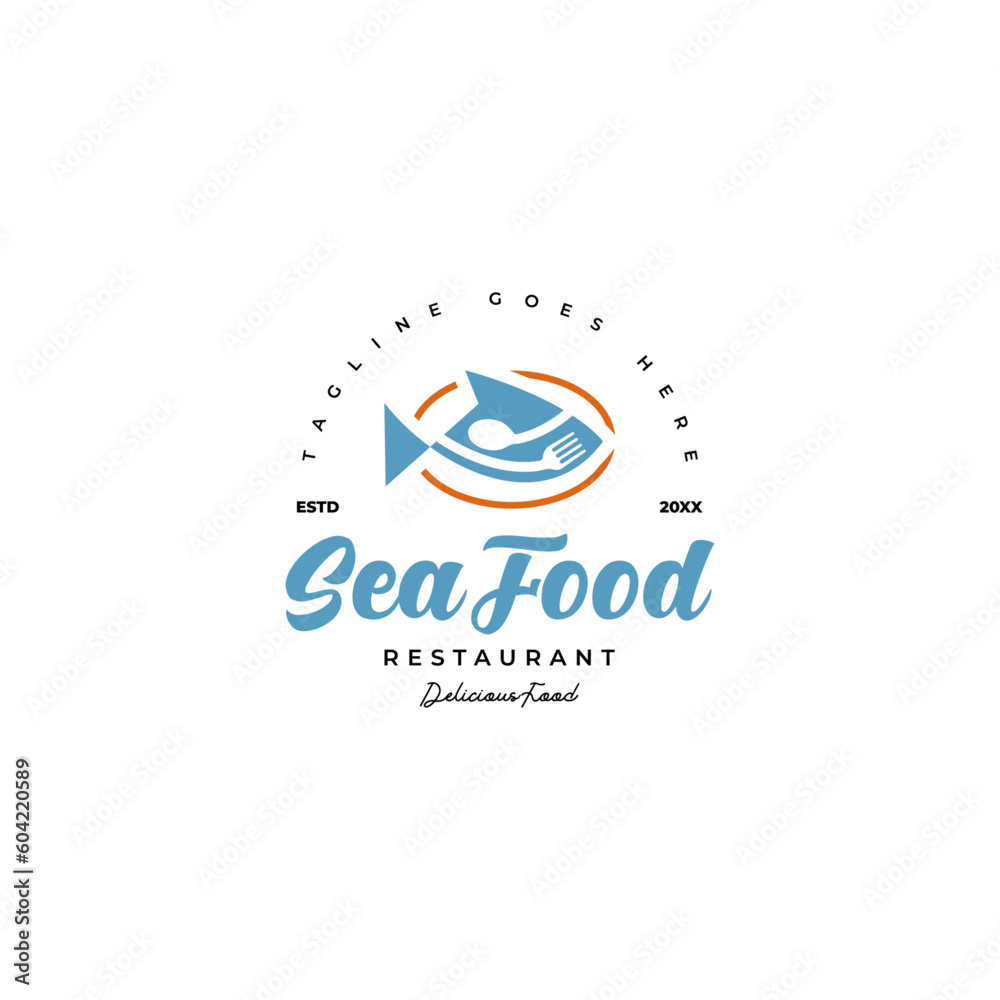 fish sea food restaurant logo icon vector template