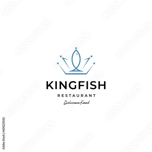 king fish restaurant sea food logo icon vector template