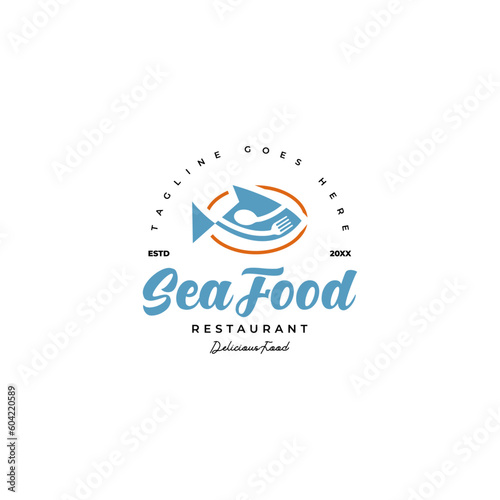 fish sea food restaurant logo icon vector template