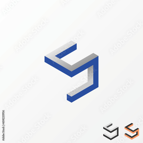 letter 5 or S font in hexagon line Image graphic icon logo design abstract concept vector stock. Can be used as a symbol associated with initial or number.