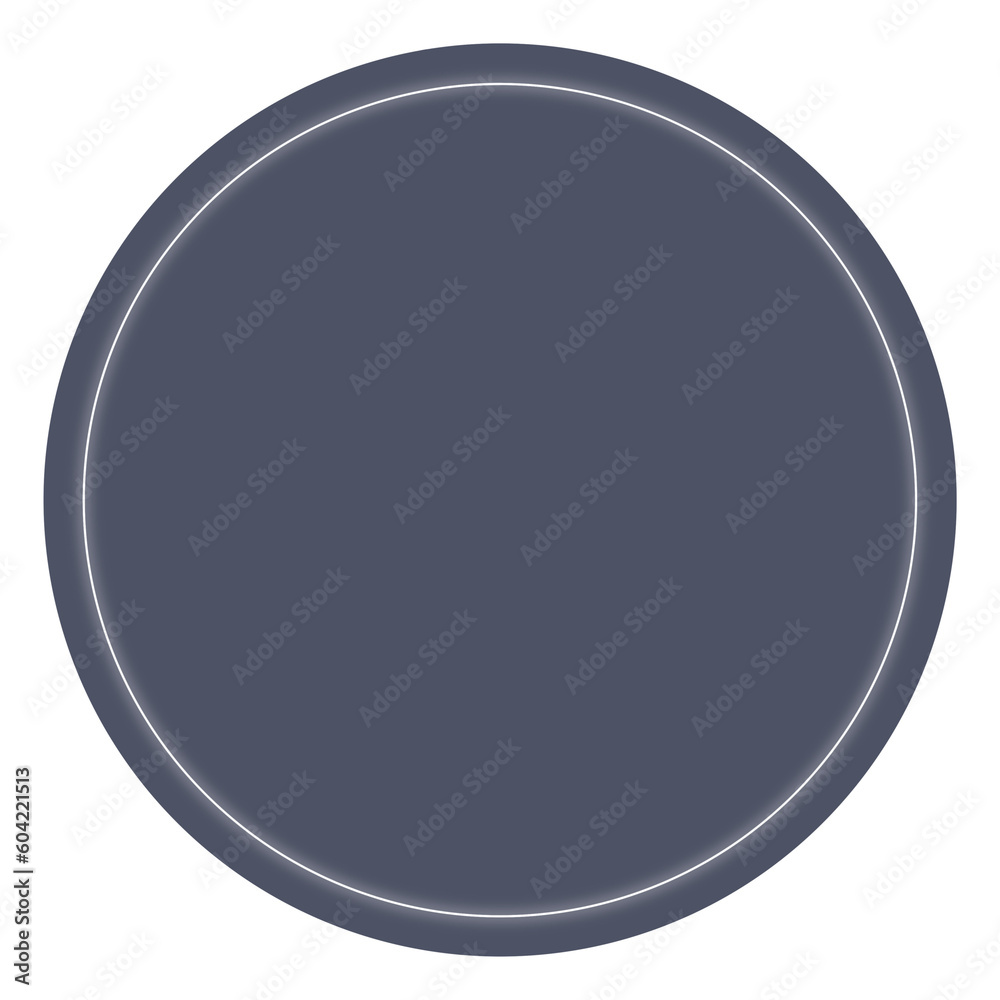 Charcoal Circle with Glowing White Line. Can be used as a Text Frame 