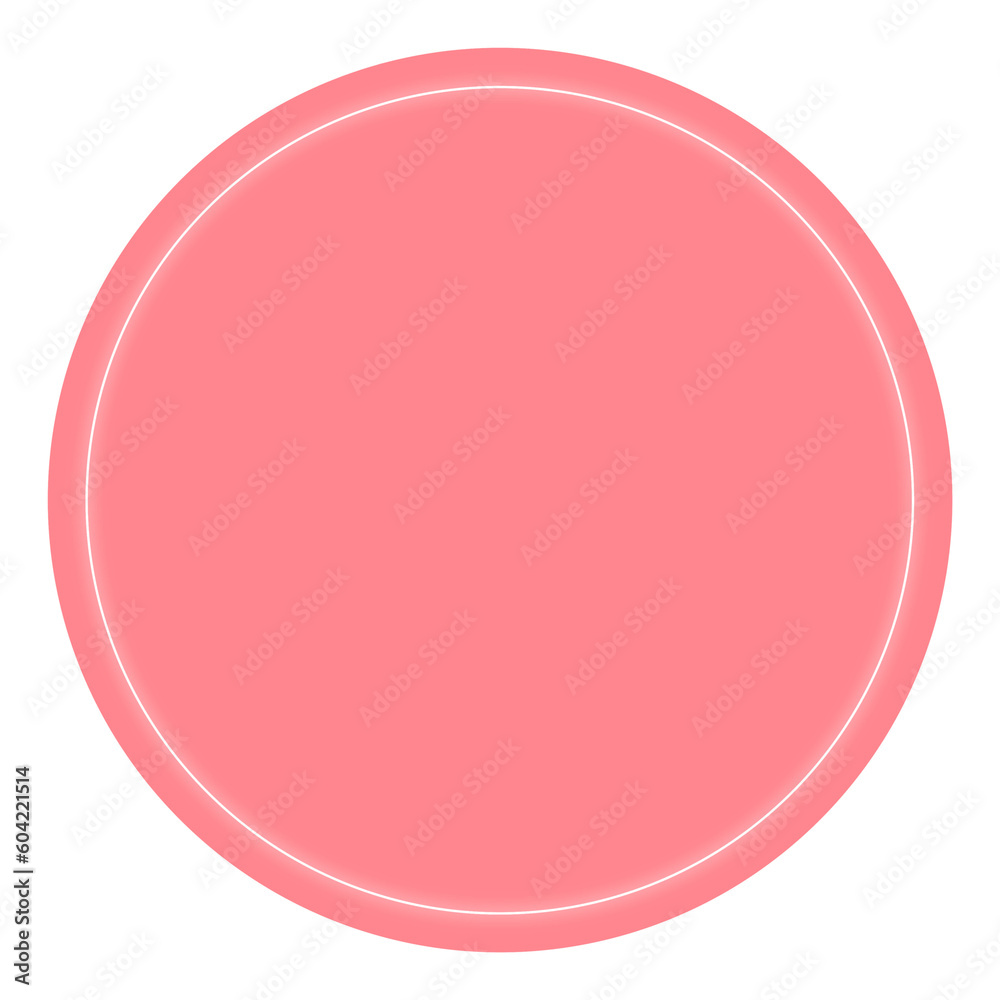 Pink Circle with Glowing White Line. Can be used as a Text Frame 