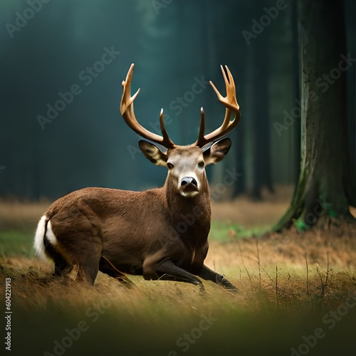 Moose in the forest with a mystical and exotic atmosphere  great for business  projects  websites  articles  etc. Technology from Generative Ai