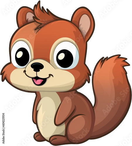 Cute Cartoon Squirrel  Toon Squirrel  Squirrel  Squirrel Clipart  Generative AI