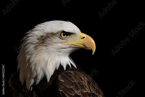 majestic bald eagle in a dramatic close-up on a dark background Generative AI
