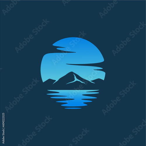 mountain and a blue sky landscape logo design vector illustration © sampahplastick