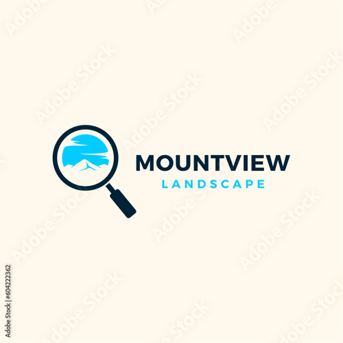 mountain and a blue sky landscape in lup logo design vector illustration