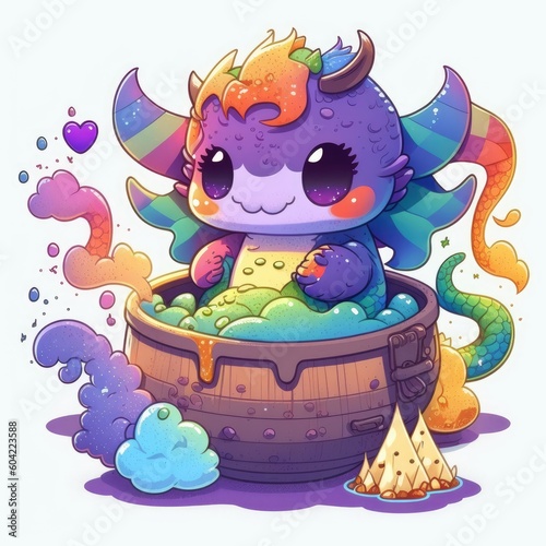 Rainbow Dragon in Caldron 