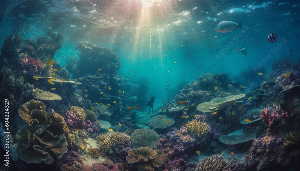Diving into the natural beauty of the underwater world generated by AI