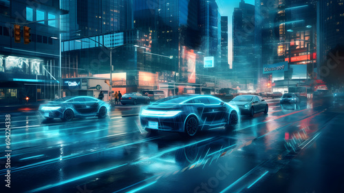 Exploring the Futuristic Cityscape: Autonomous Vehicle with Advanced AI Sensors and Systems © Justus