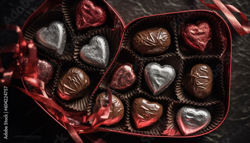 Indulge in gourmet dark chocolate truffles, a sweet gift for love generated by AI