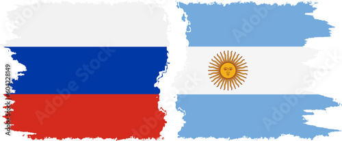 Argentina and Russia grunge flags connection vector