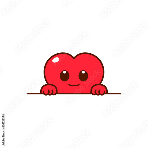 Cute Peeking Heart Vector Illustration