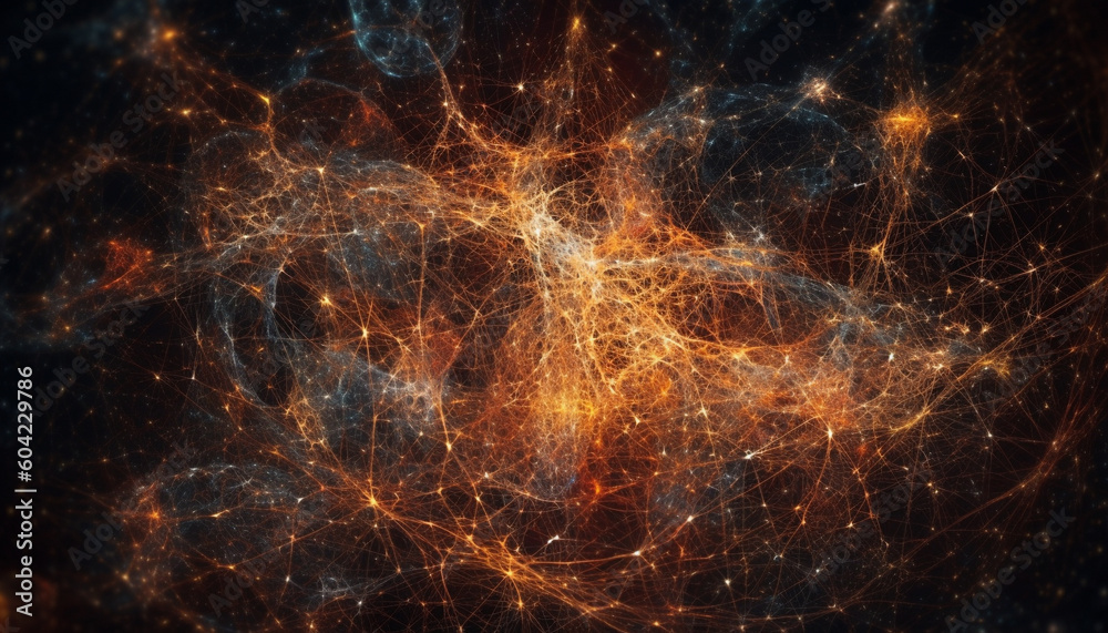 Electricity ignites vibrant fantasy in exploding abstract galaxy wallpaper generated by AI