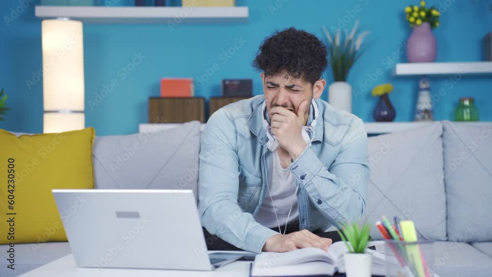 College student who is forced to study. College student who is forced to study.