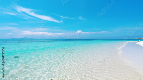 White sandy beach with turquoise sea. 