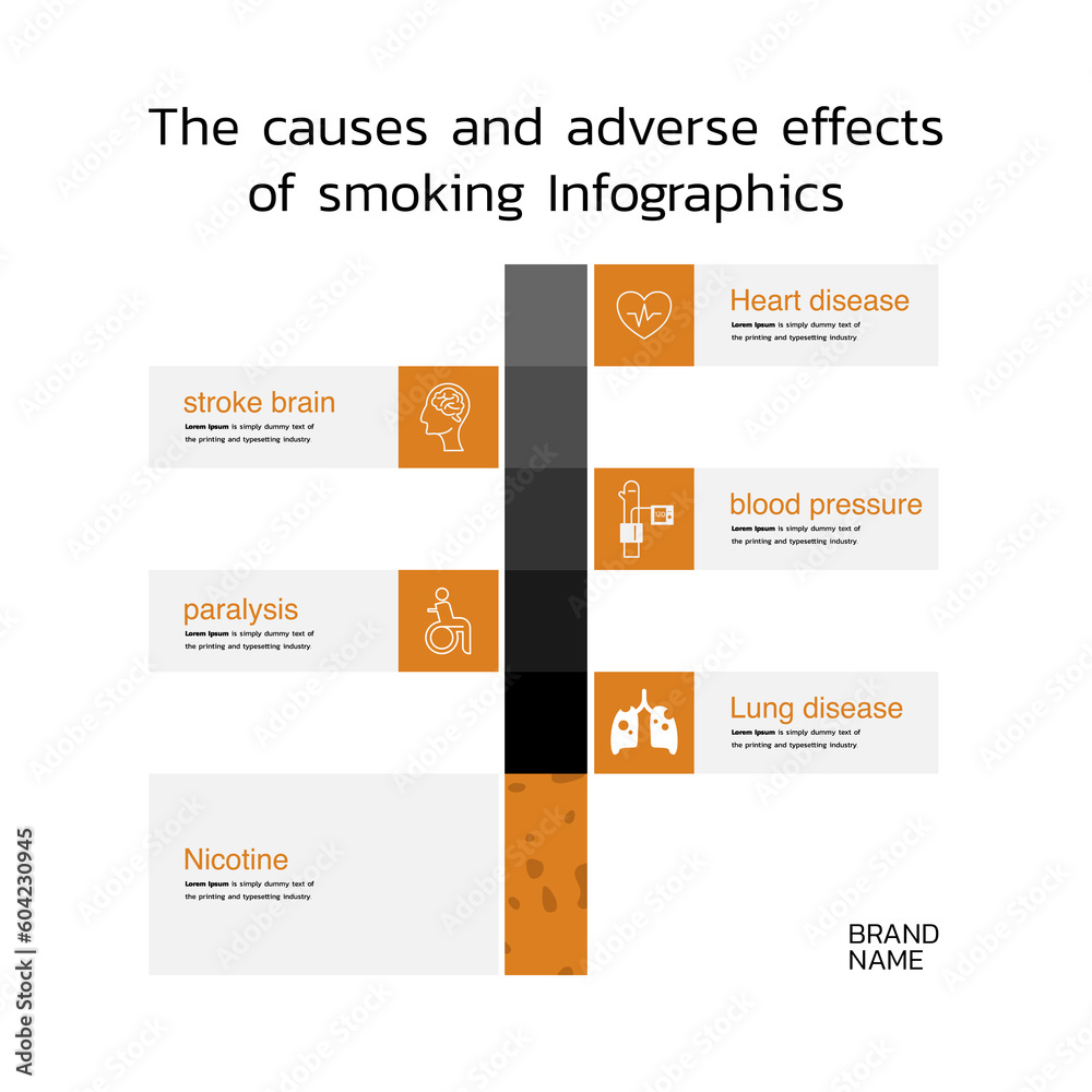 The causes and adverse effects of smoking, Infographics Stock Vector Adobe Stock