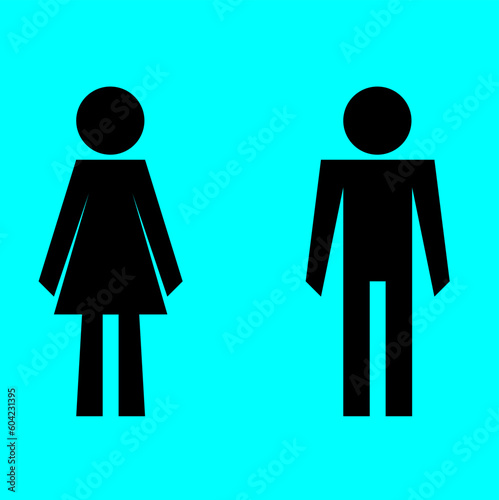 Infographic vector with sign with icon of man and woman silhouette isolated on green background, Male and female black shape, Graphic designation of men and women