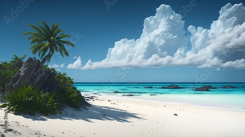 a beautiful beach landscape on the realistic style design the beach environment cloudscape backdrop created by generative AI