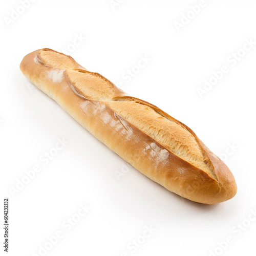 バゲット（フランスパン）　白背景　AI生成画像　ジェネレーティブAI
