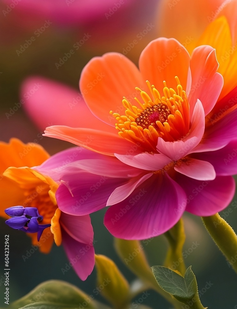 Fototapeta premium pink and yellow dahlia