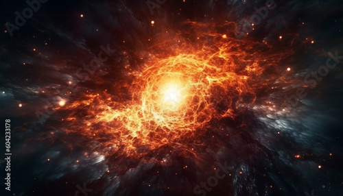 Supernova explosion ignites fiery inferno in deep space radiation generated by AI