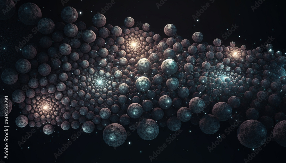 Futuristic molecular structure levitates in glowing nebula backdrop generated by AI