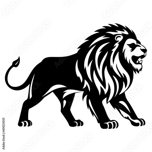 ferocious Lion  Angry Lion Face Side  Lion mascot logo  Lion Black and White Animal Symbol Design.