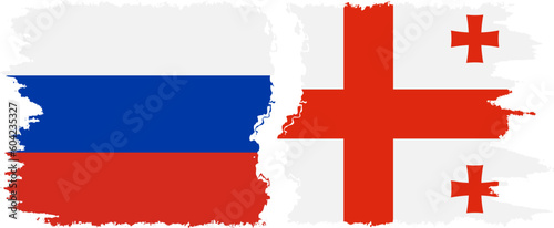 Georgia and Russia grunge flags connection vector
