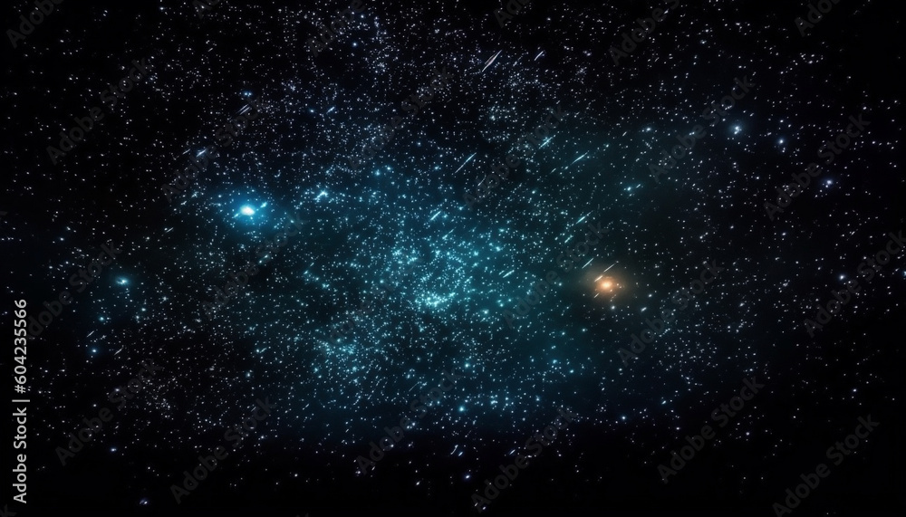 Fototapeta premium Exploring the deep galaxy, a bright star illuminates the night generated by AI