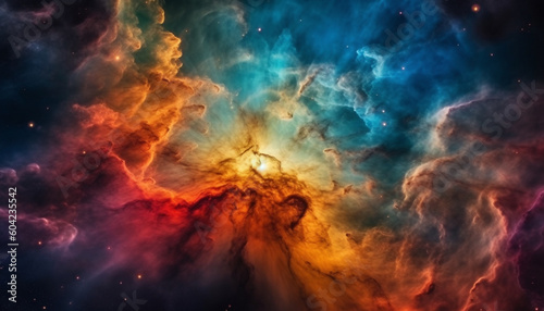 Milky Way illuminates vibrant multi colored sky, a heavenly backdrop pattern generated by AI © Stockgiu